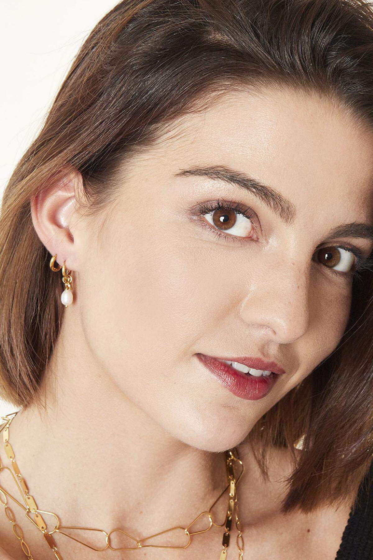 damen ohrringe perlmutt lässig | edelstahl | gold & silber