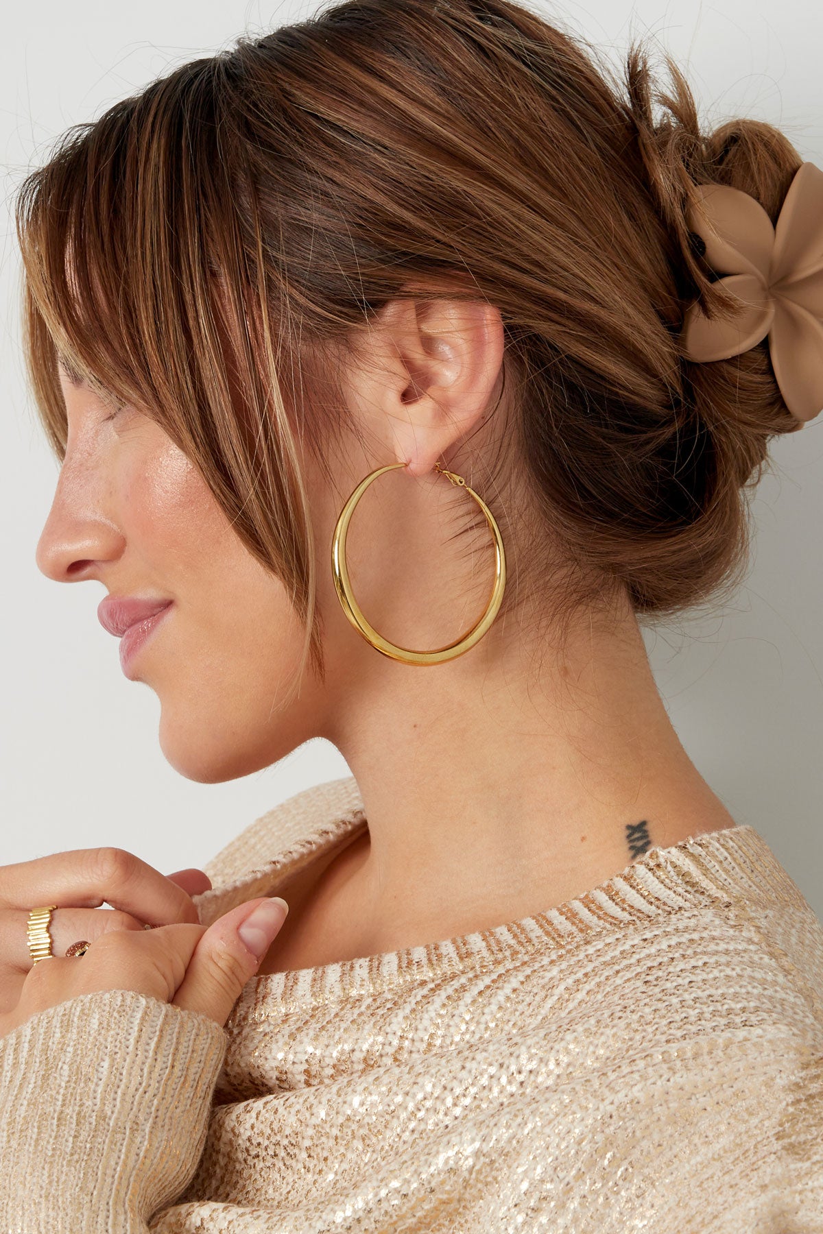 damen ohrringe fein geformt | edelstahl | goldfarbe