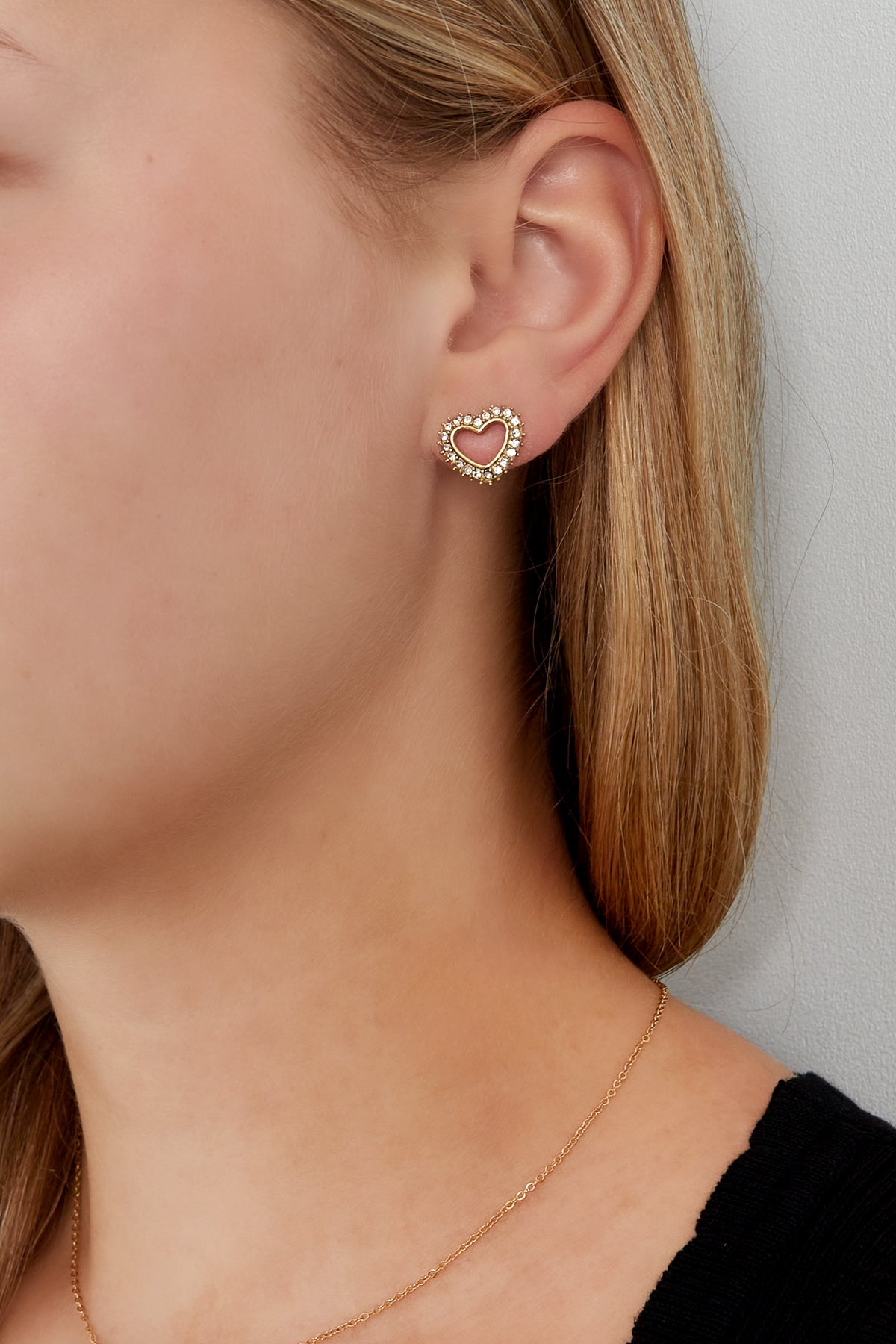 damen ohrstecker diamant herz strass | edelstahl | goldfarbe & silberfarbe