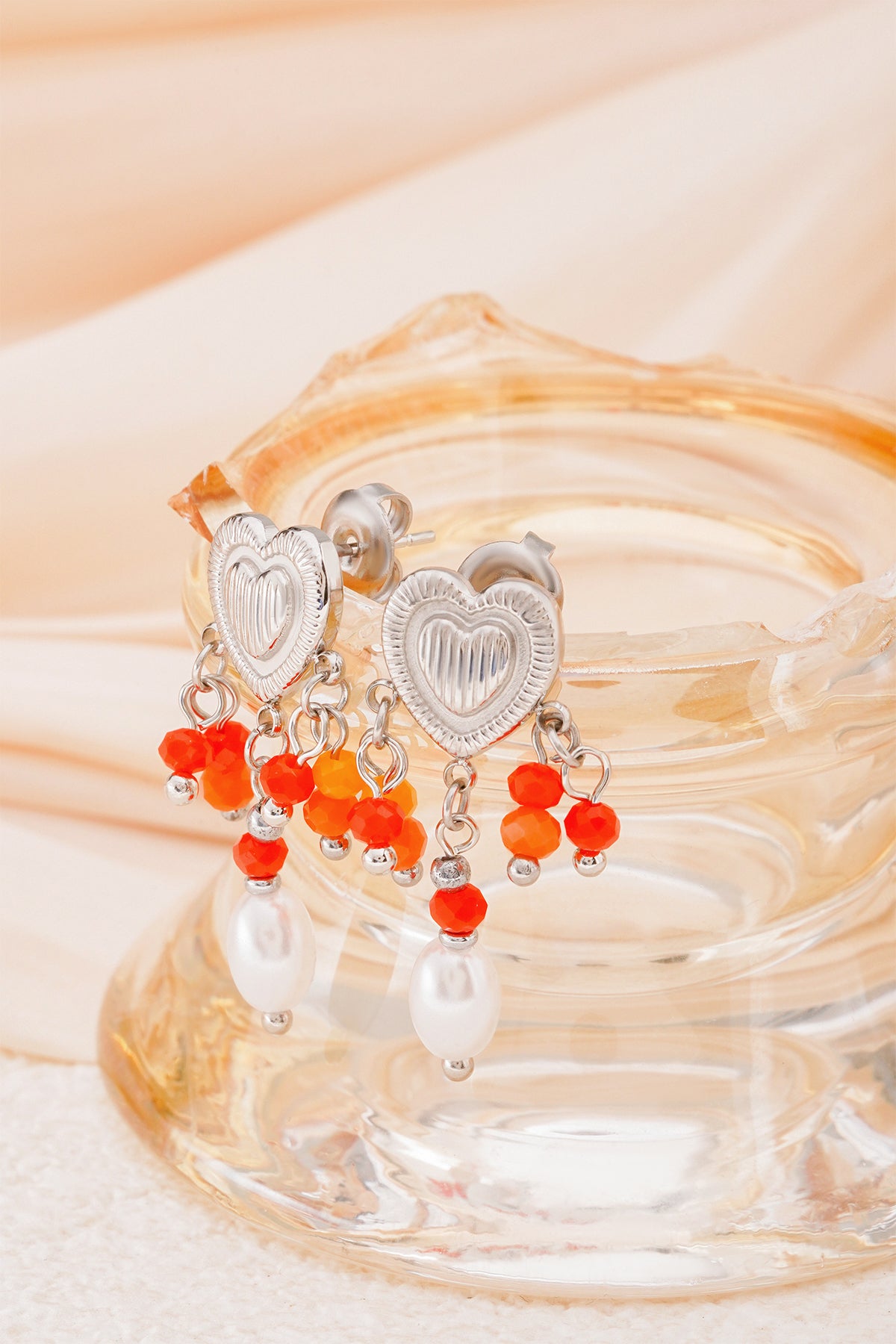 damen ohrringe love rain anhänger | edelstahl 304s | orange