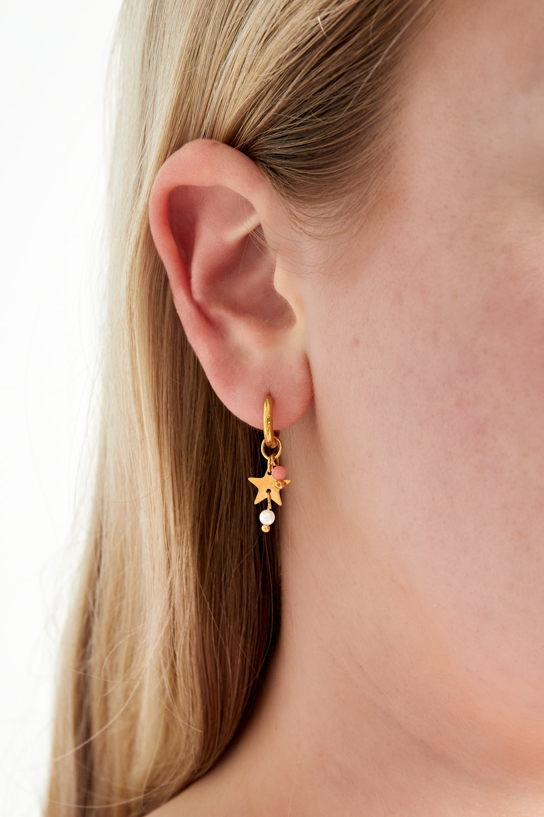damen ohrringe raumschiff stern 14k | edelstahl vergoldet | rosa