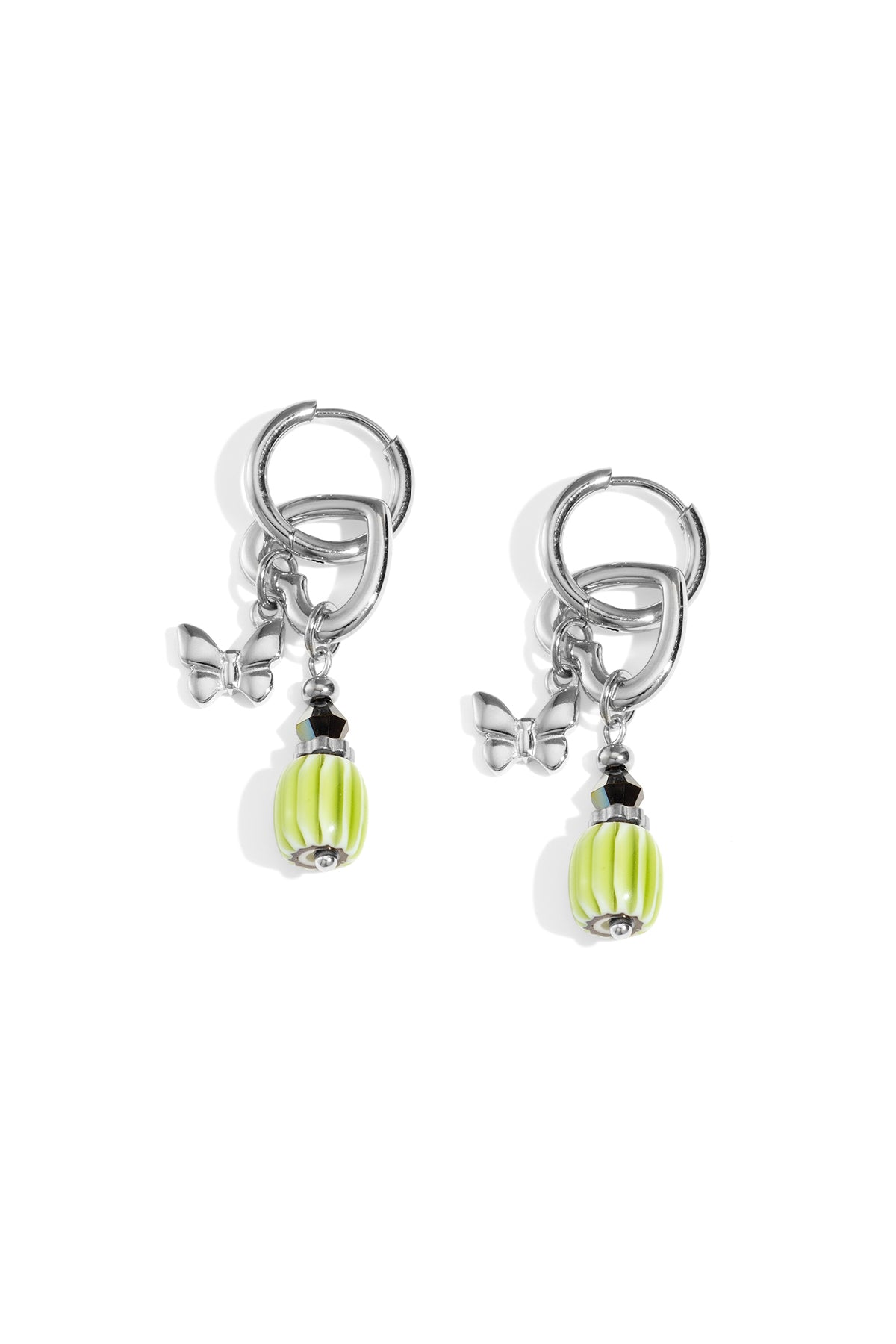 damen ohrringe schmetterling & herz | edelstahl | gold & silber