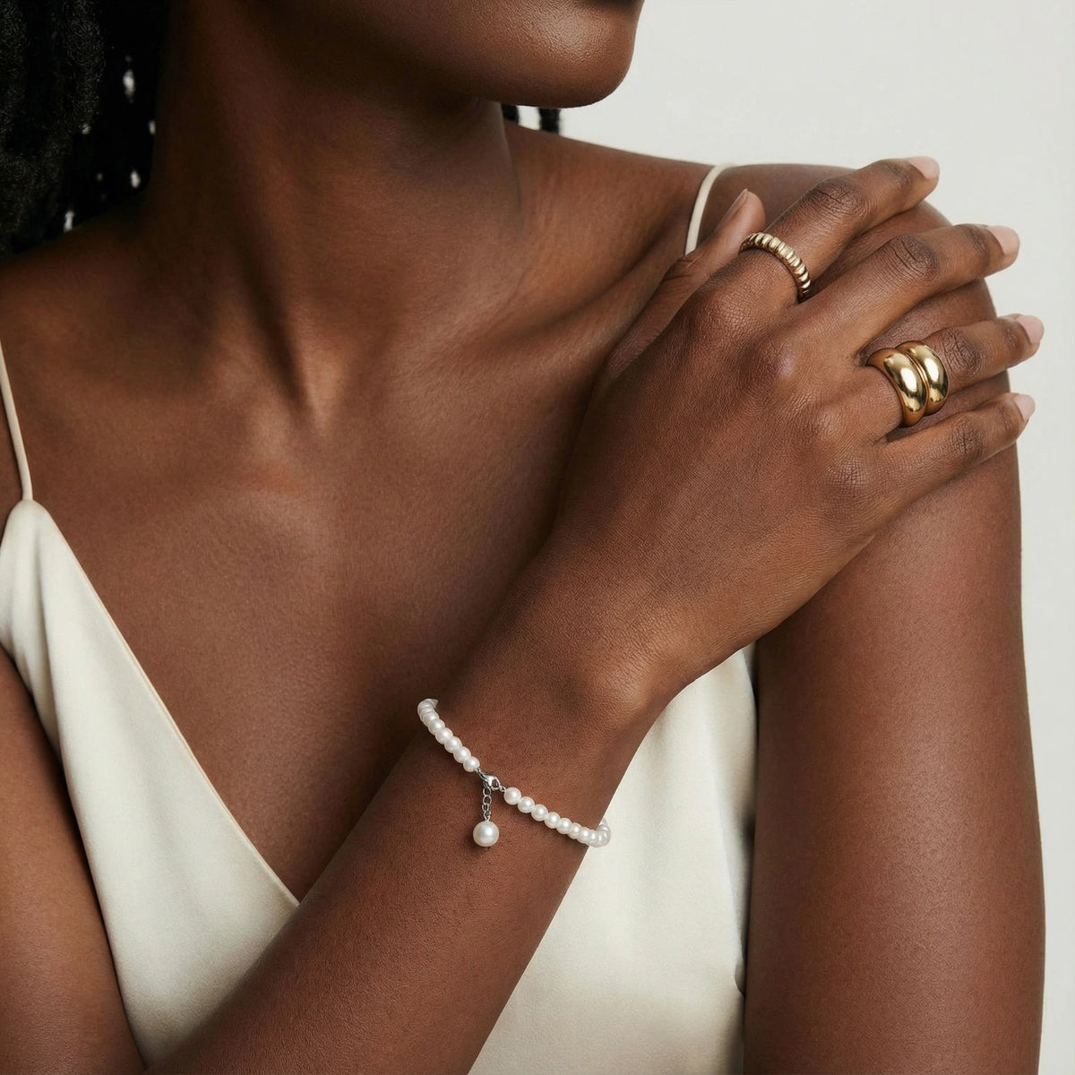 nacrée armband – perlen, 925er silber