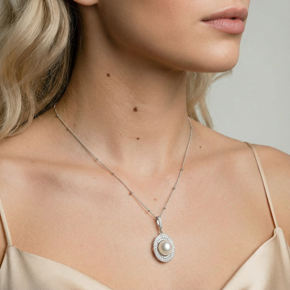 aurélie halskette – perle, 925er silber