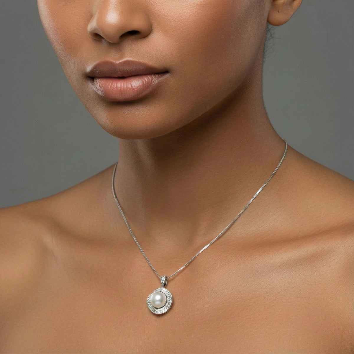 valentina halskette – perle, 925er silber