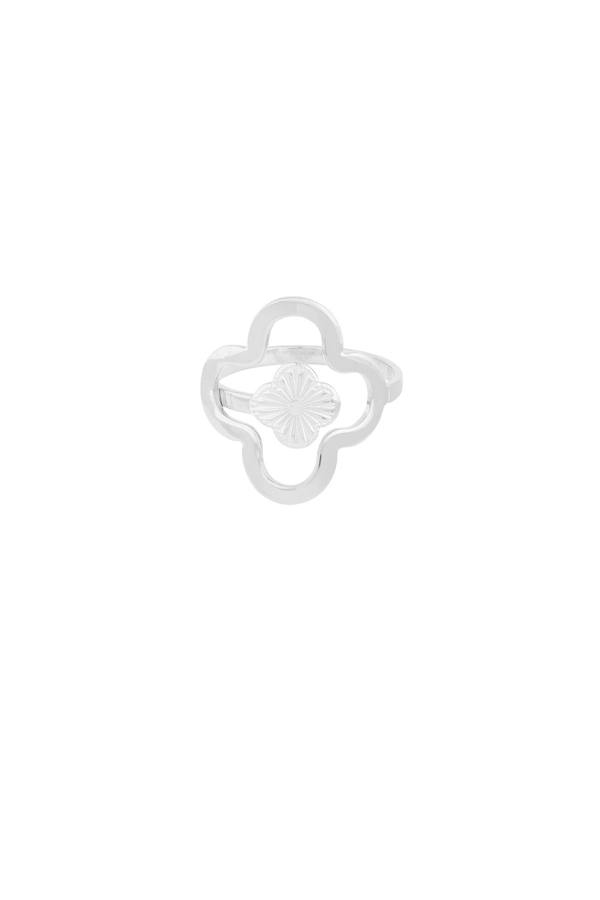damen ring kleeblatt glück | edelstahl | gold-/silberfarbe