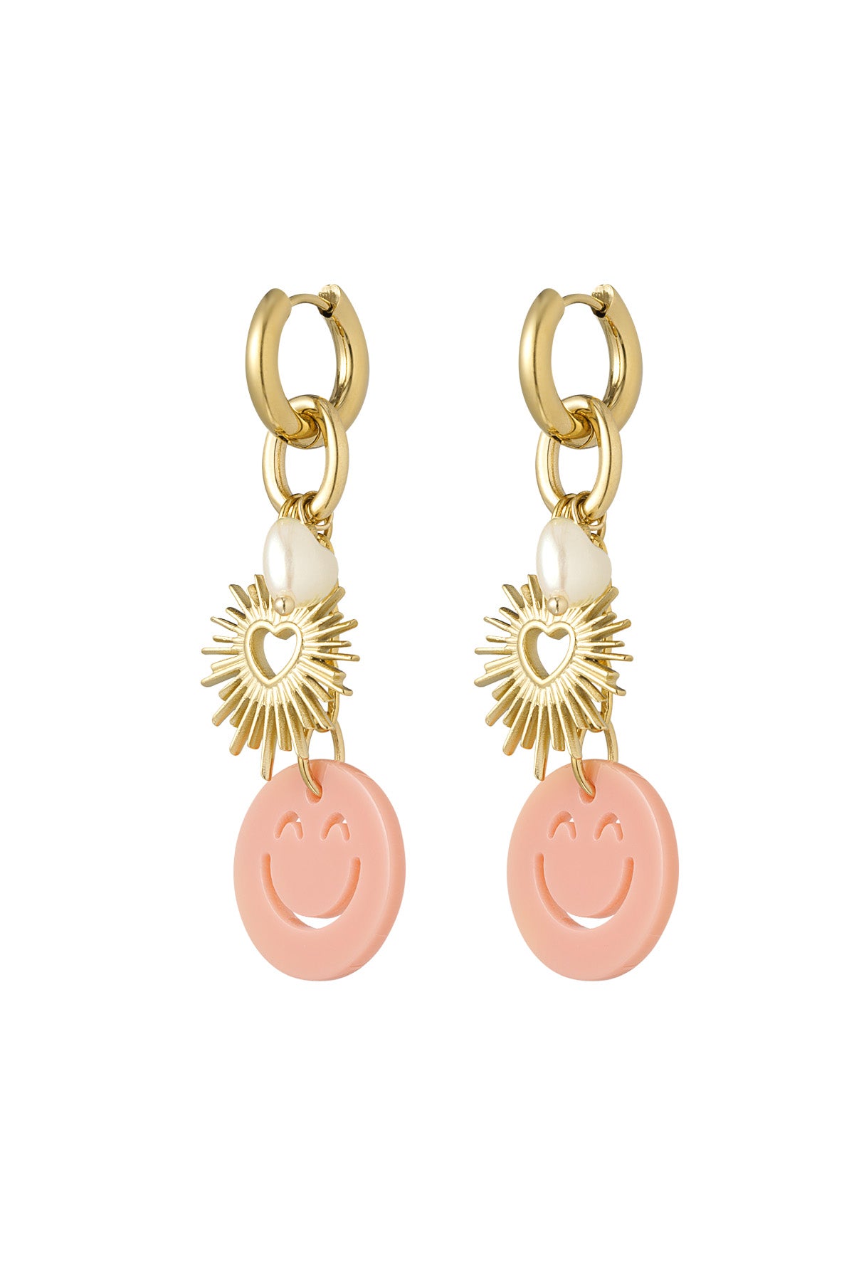 damen ohrringe acryl perle hämatit | edelstahl 304s | fuchsie & rosa