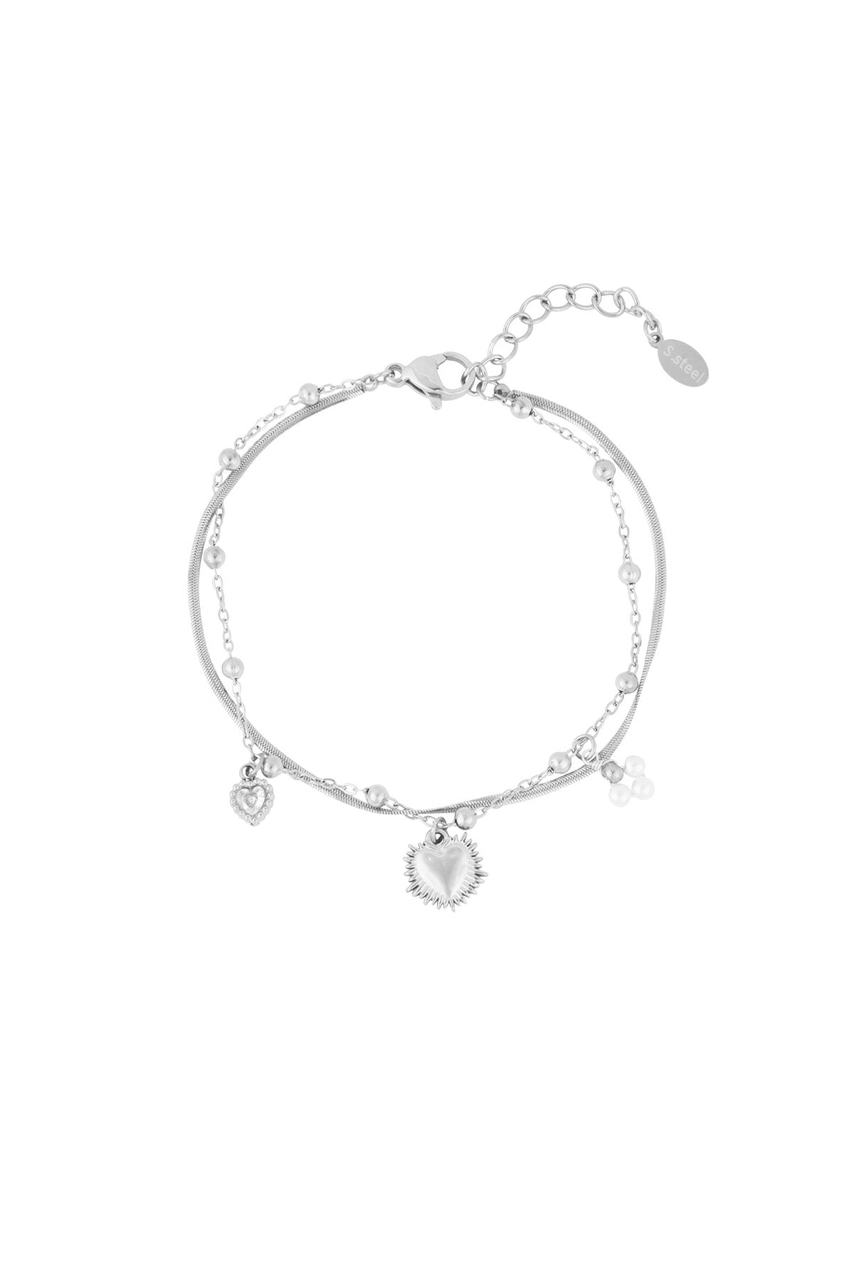 doppeltes armband mit herzanhänger - goldfarben