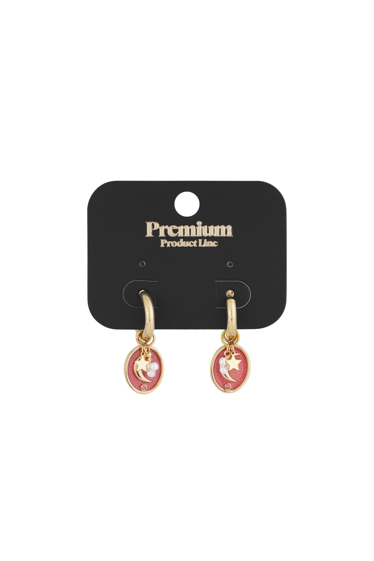 damen ohrringe mondliebhaber emaille | edelstahl 304s | rosa