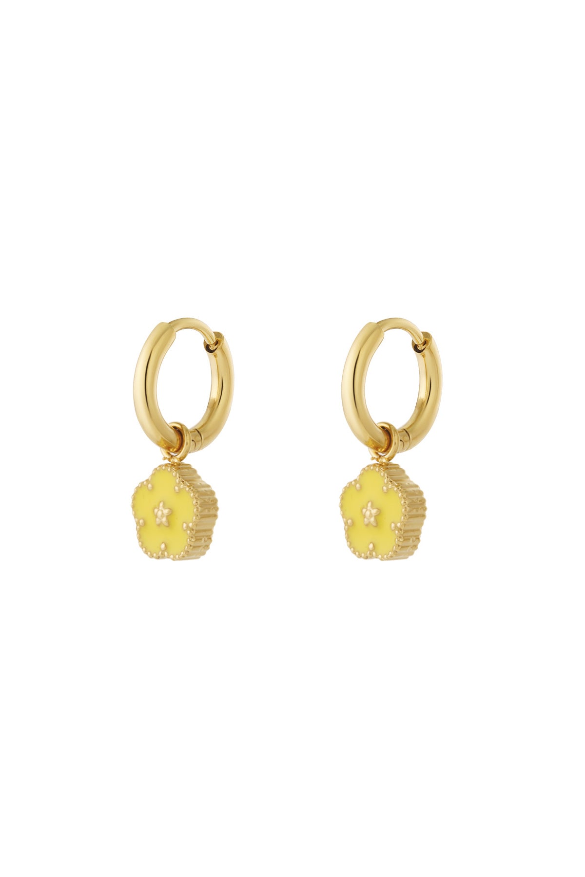 damen ohrstecker emaille blume | edelstahl | rosa & gelb