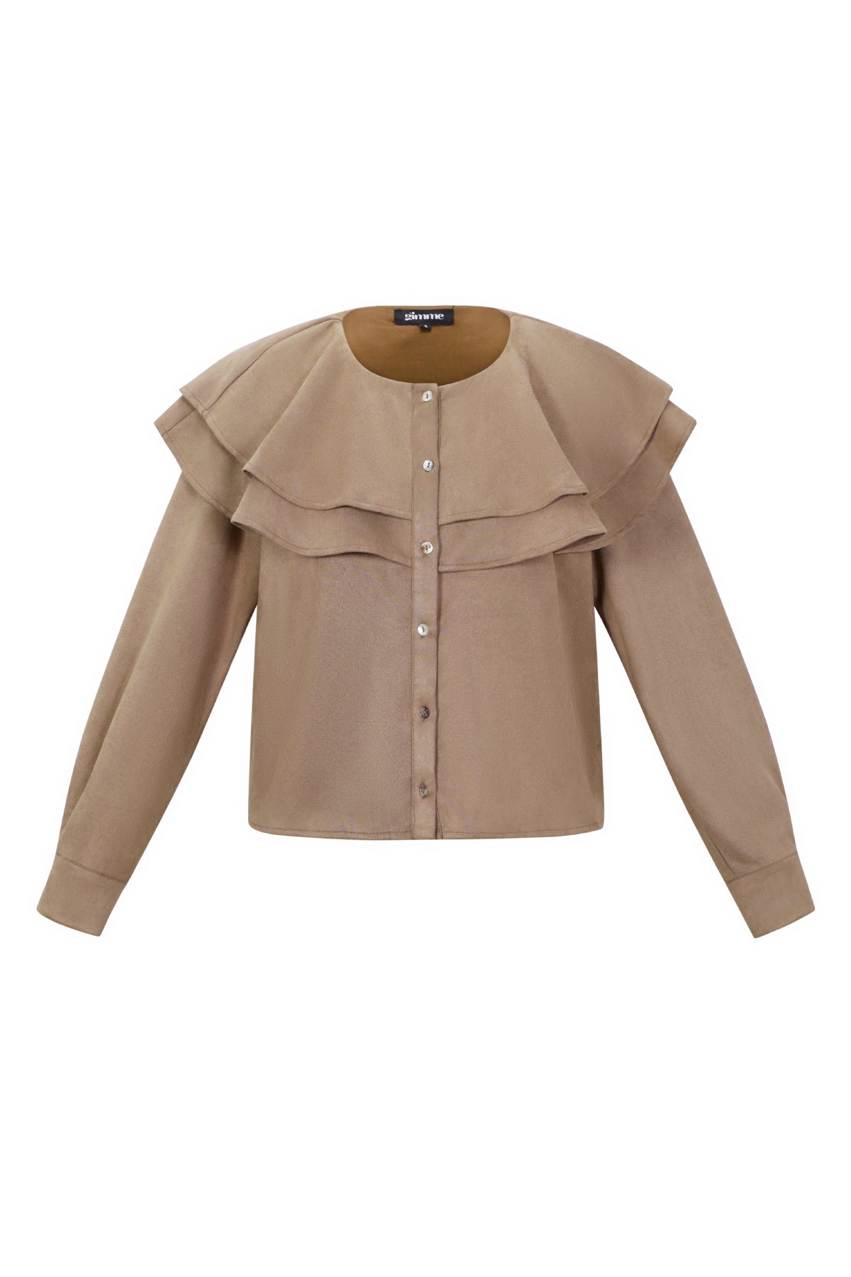 woven polyester fiber damen bluse elegant ruffle trim