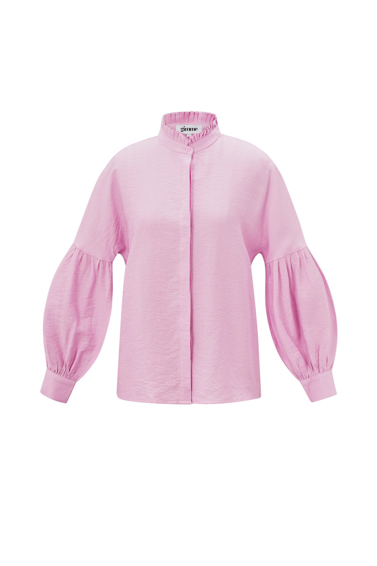 viskose damen-bluse puffärmel stehkragen