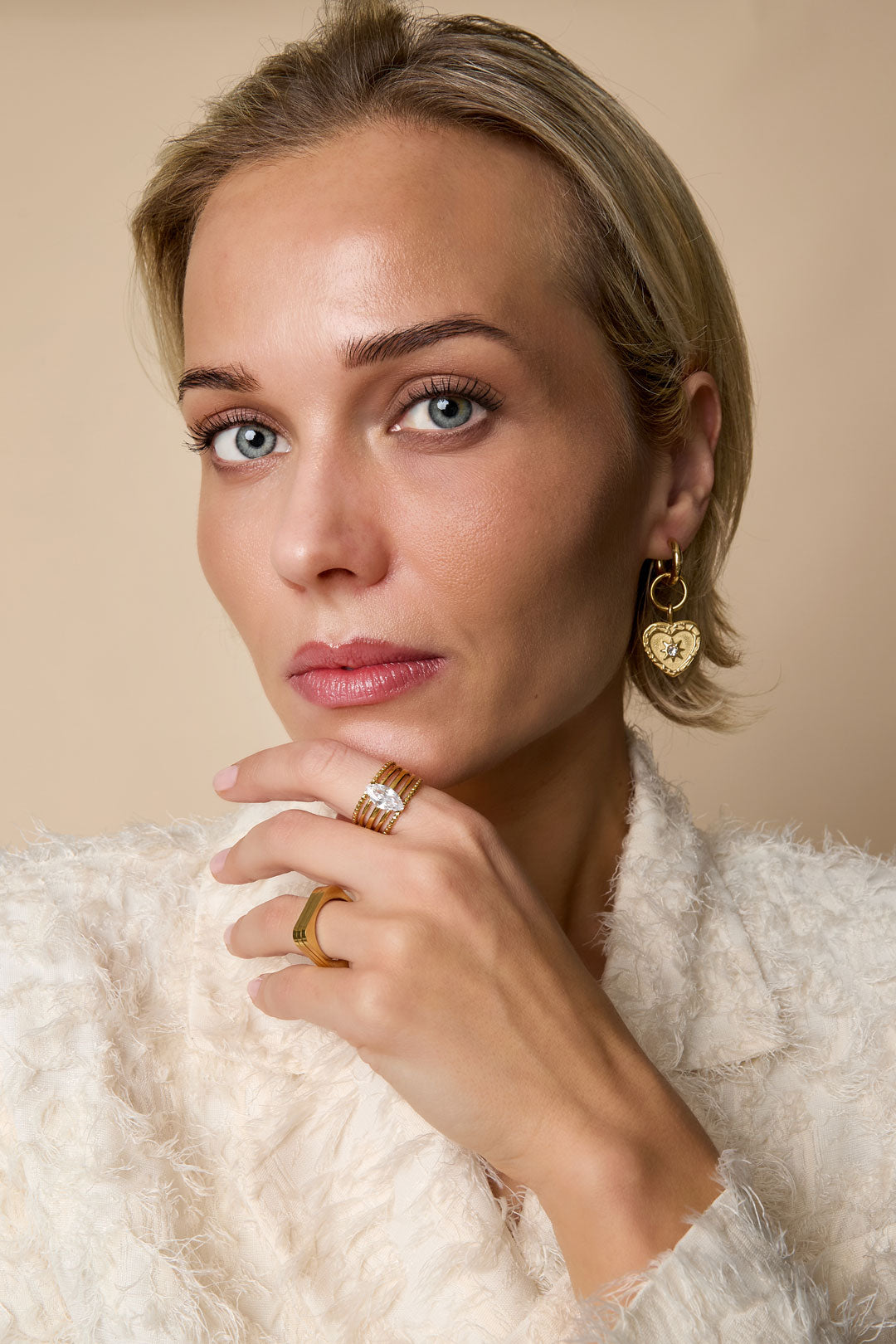 damen ring zirkon linien | edelstahl | goldfarbe
