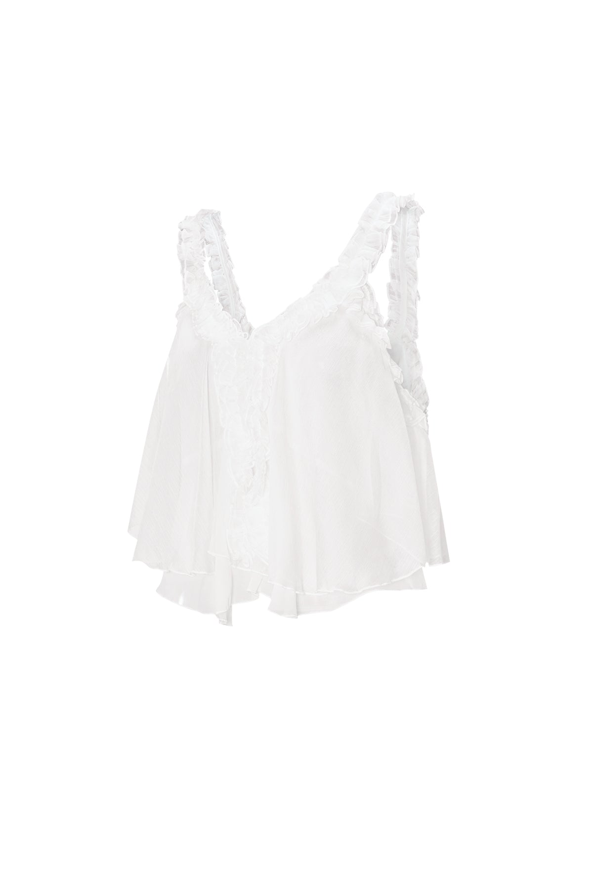 damen trägertop rüschenkante | polyester | weiß