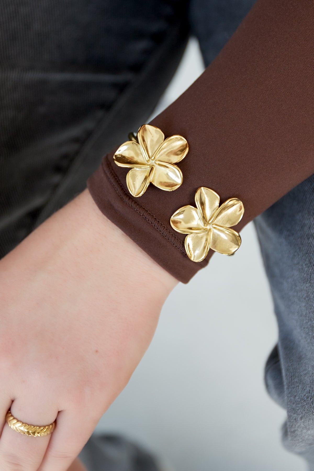 armband blumenduo - goldfarben