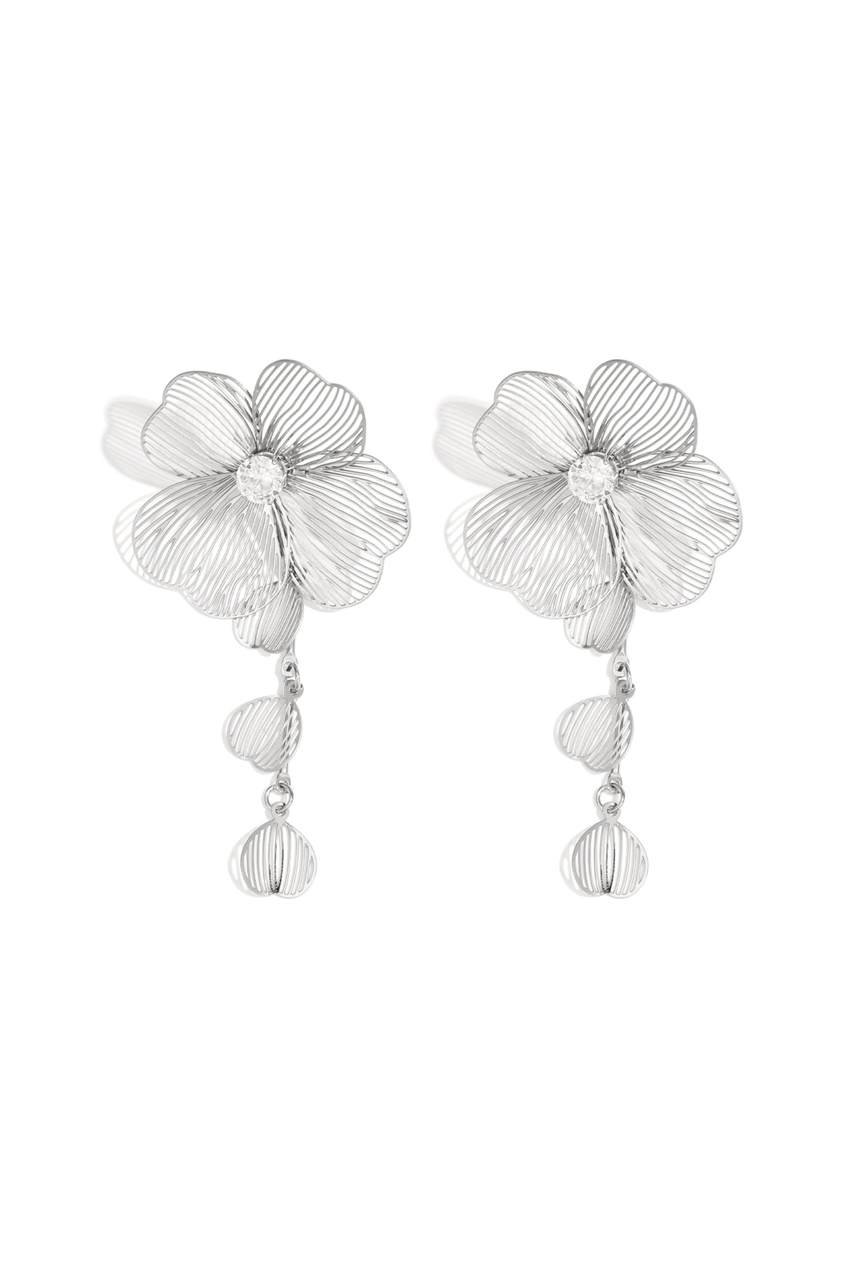 damen ohrhänger blume strass | edelstahl | goldfarbe & silberfarbe