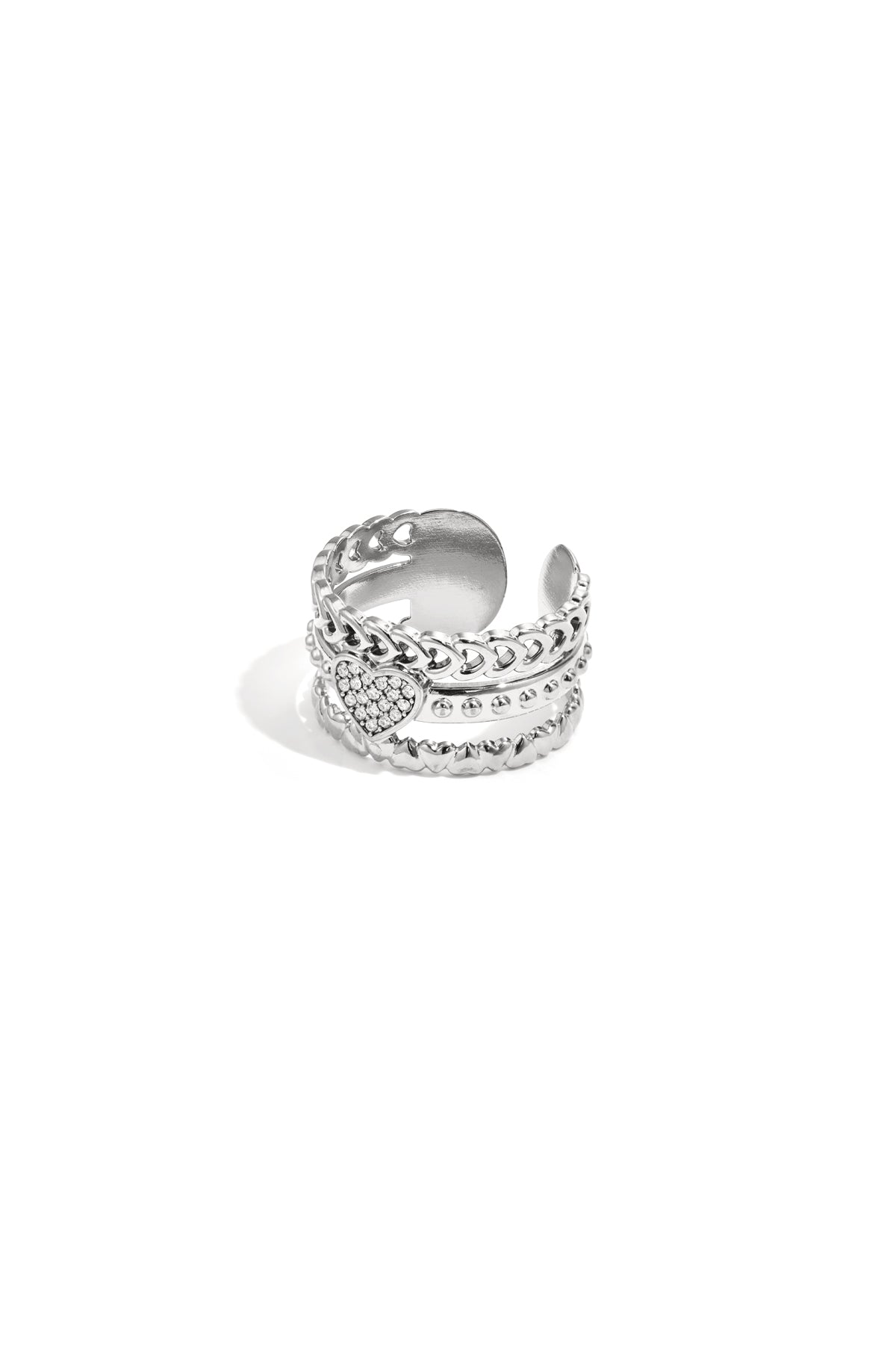 damen ring rose im herzen | edelstahl | goldfarbe & silberfarbe
