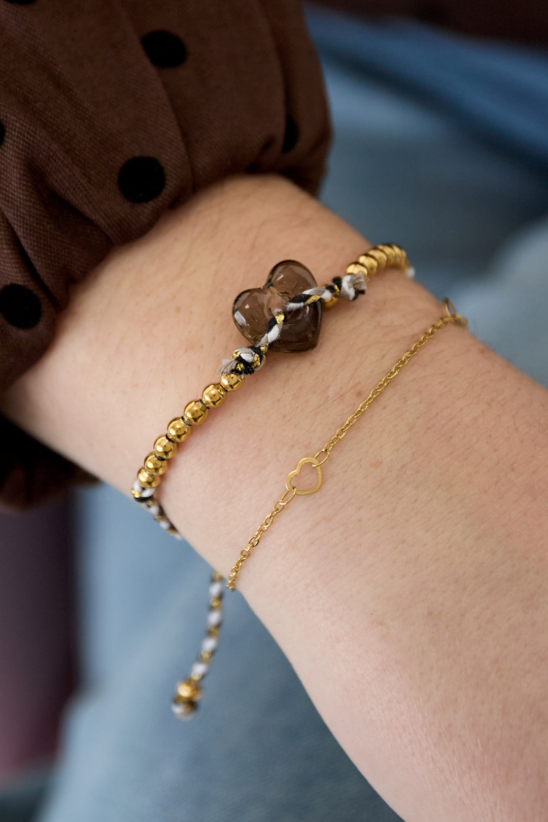 damen armband kette herz | edelstahl | goldfarbe