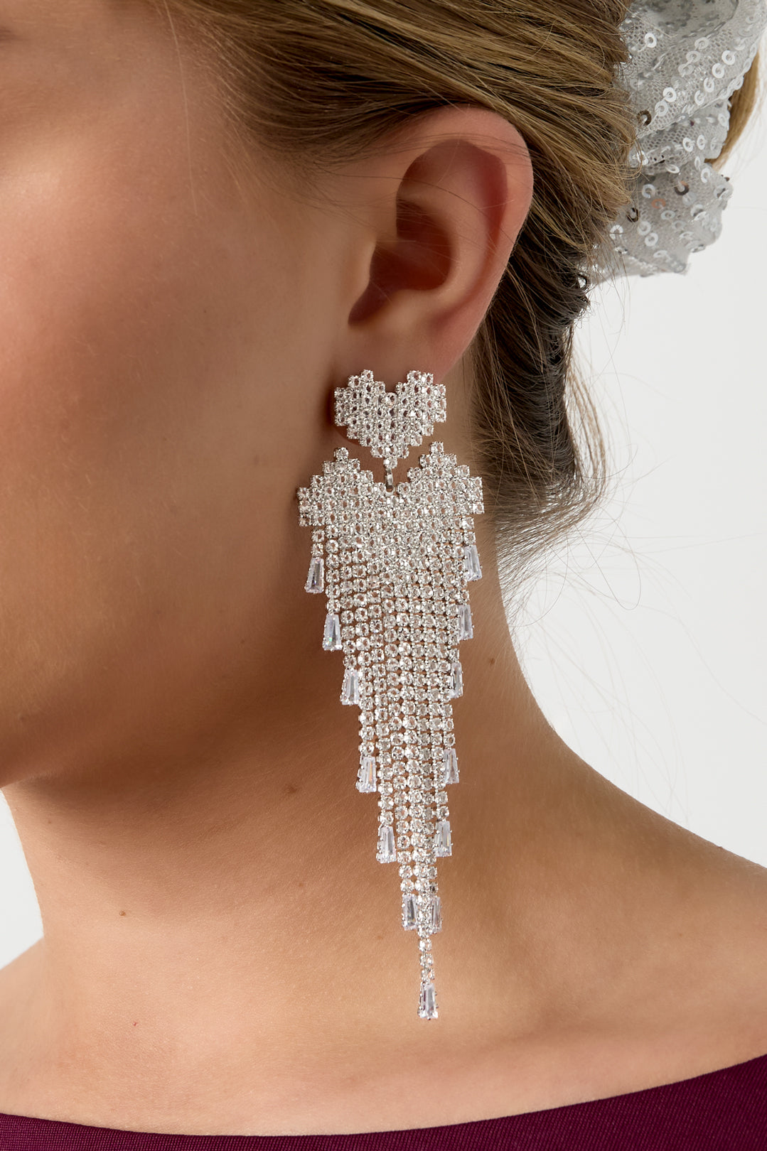 damen ohrhaenger herz zirkon | kupfer | gold & silber