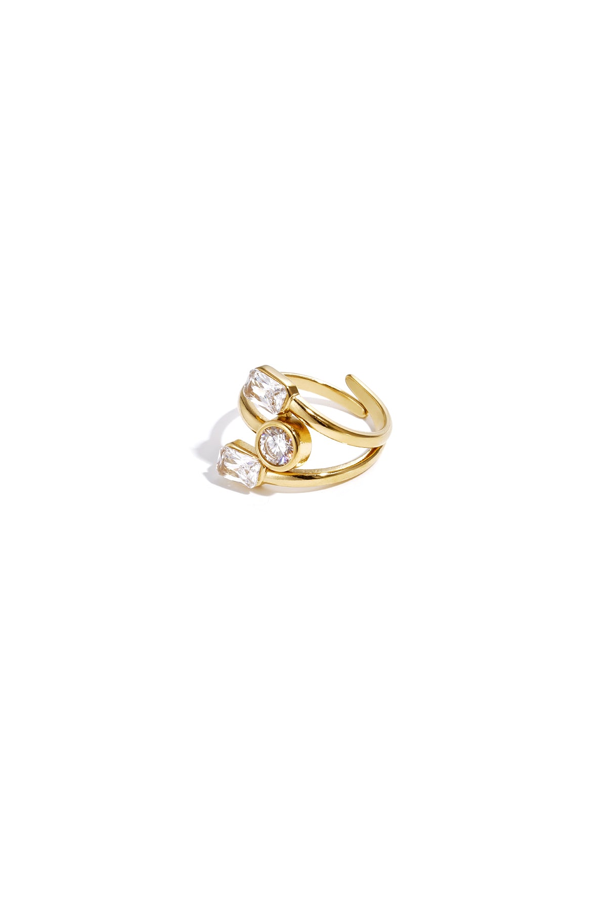 damen ring strass elegant | edelstahl | silberfarbe