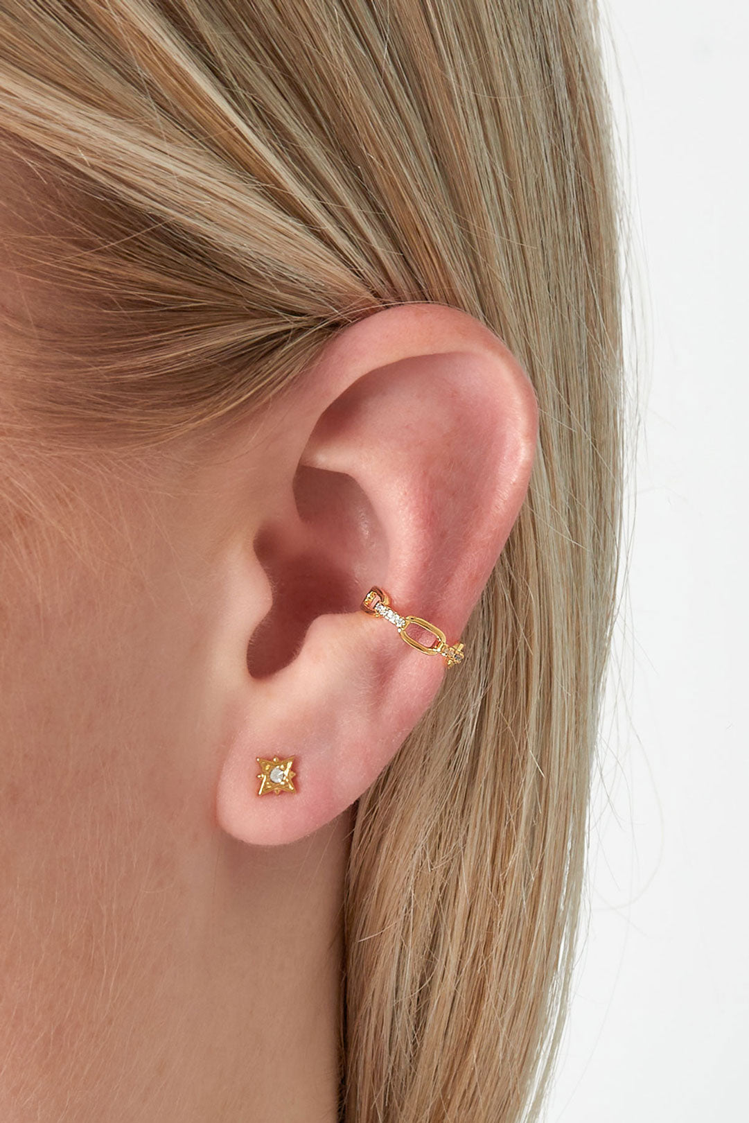 damen ear cuff geometrisch zirkon | kupfer | silberfarbe
