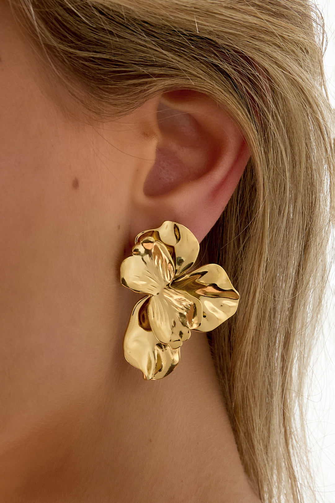 damen ohrstecker blume elegant | edelstahl | goldfarbe