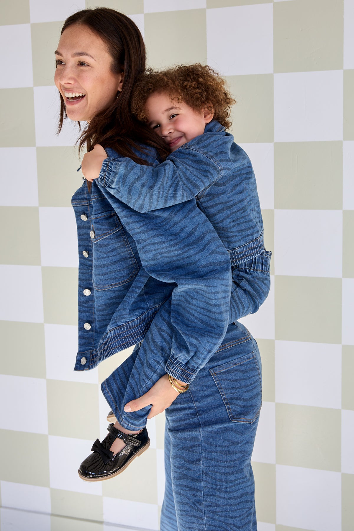 kinder jeansjacke gestreift | baumwolle | blau