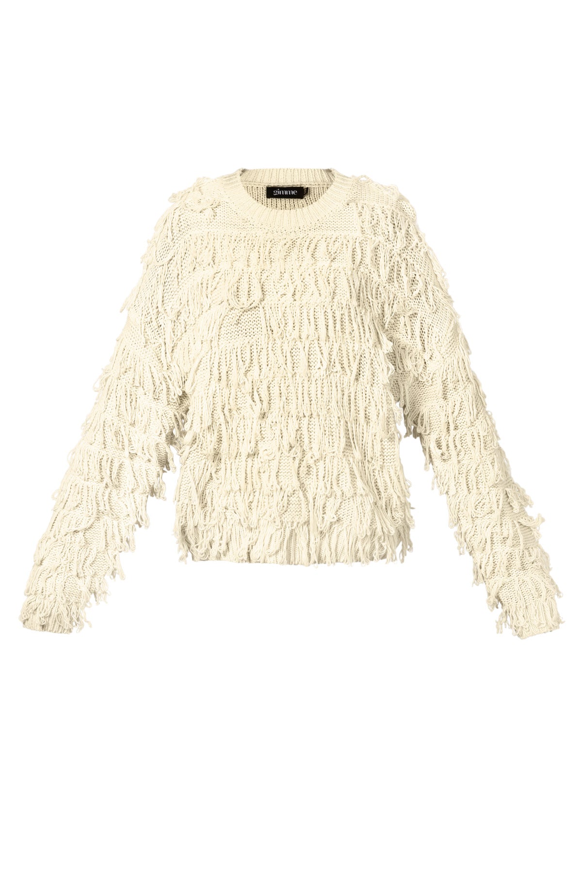 damen pullover fransen oversize | acryl | mehrfarbig