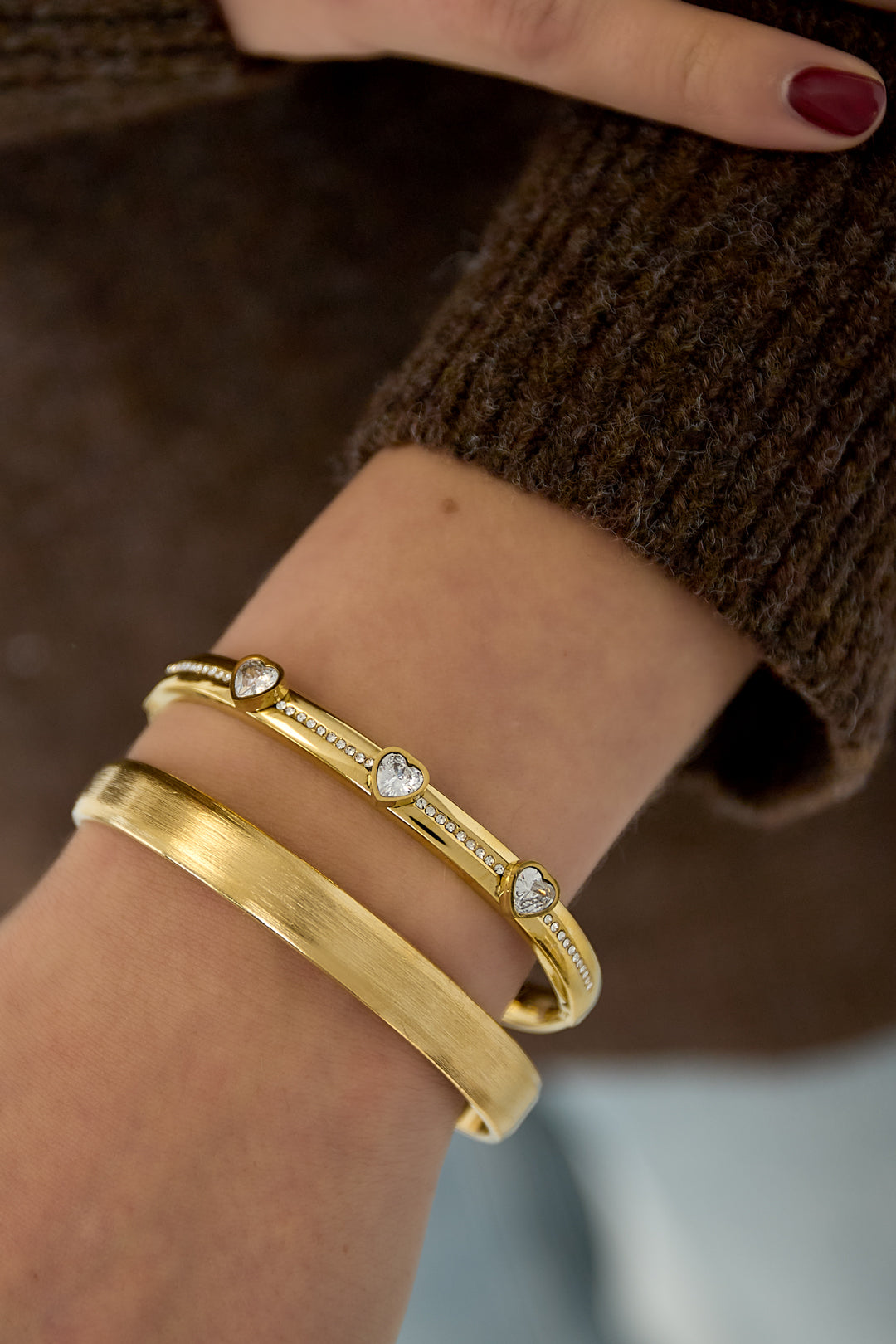 edelstahl armreifen herz casual täglich einfache serie frauen schmuck