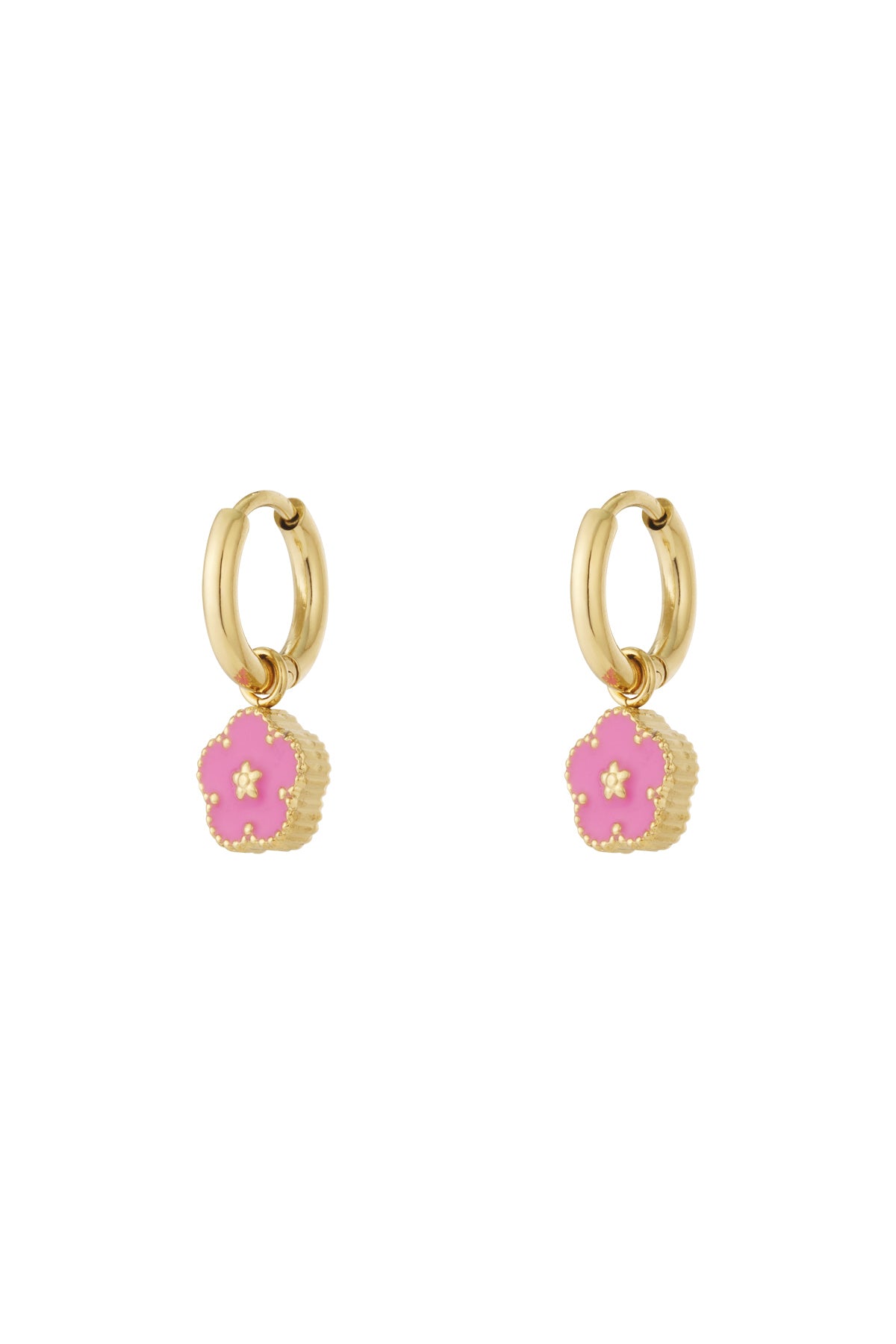 Damen Ohrstecker Emaille Blume | Edelstahl | Rosa & Gelb