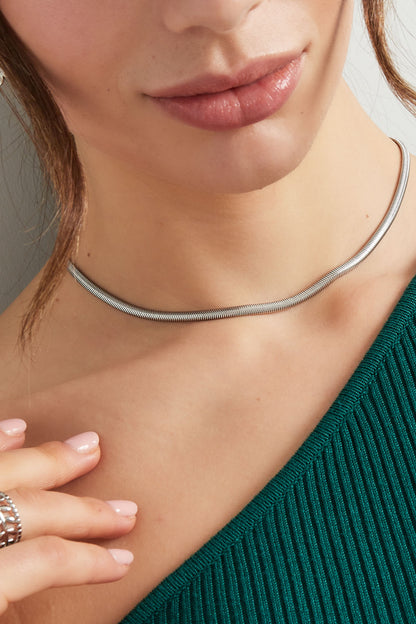 Damen Halskette Flach Aufdruck | Edelstahl | Goldfarbe