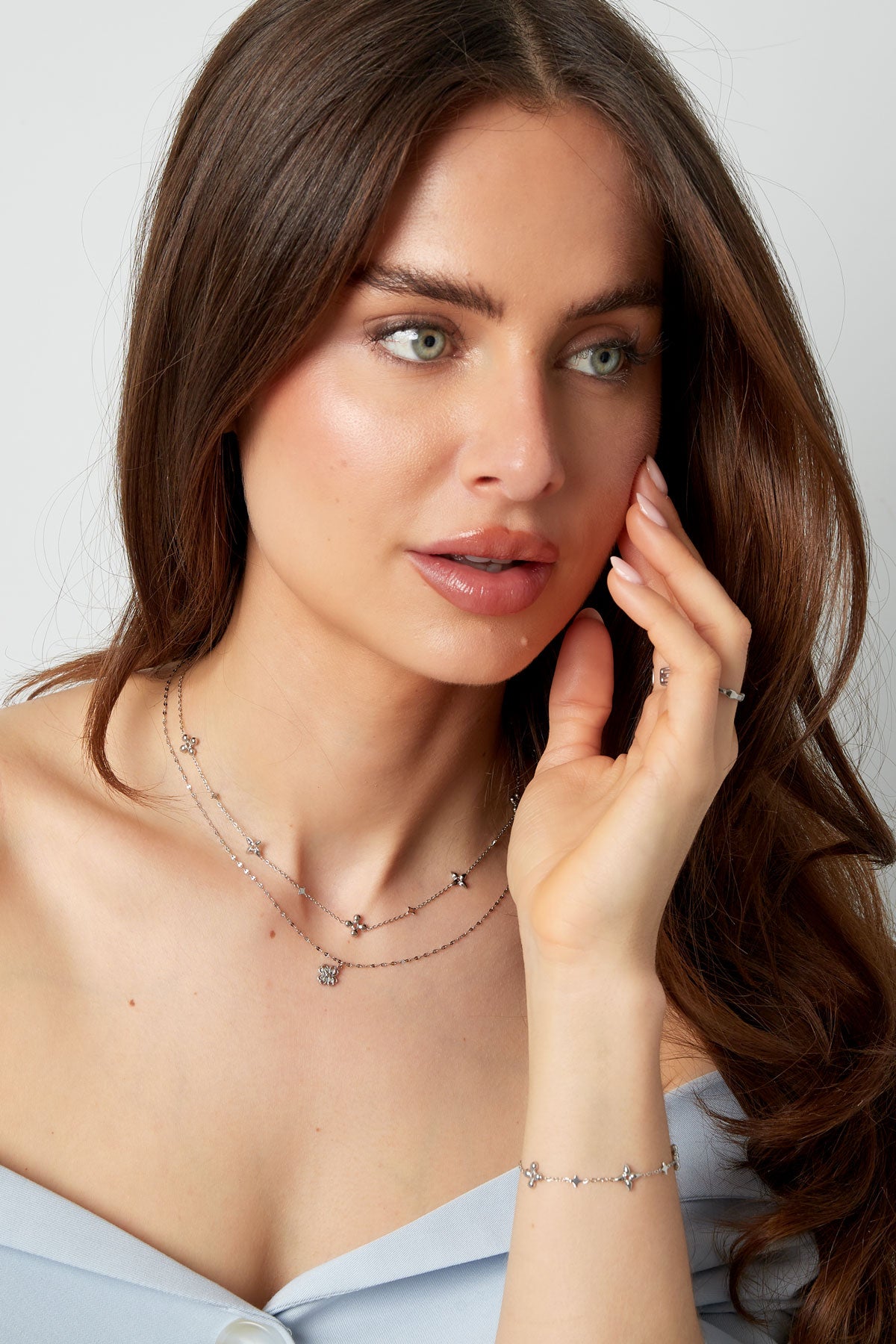 damen halskette blumen party | edelstahl | silberfarbe