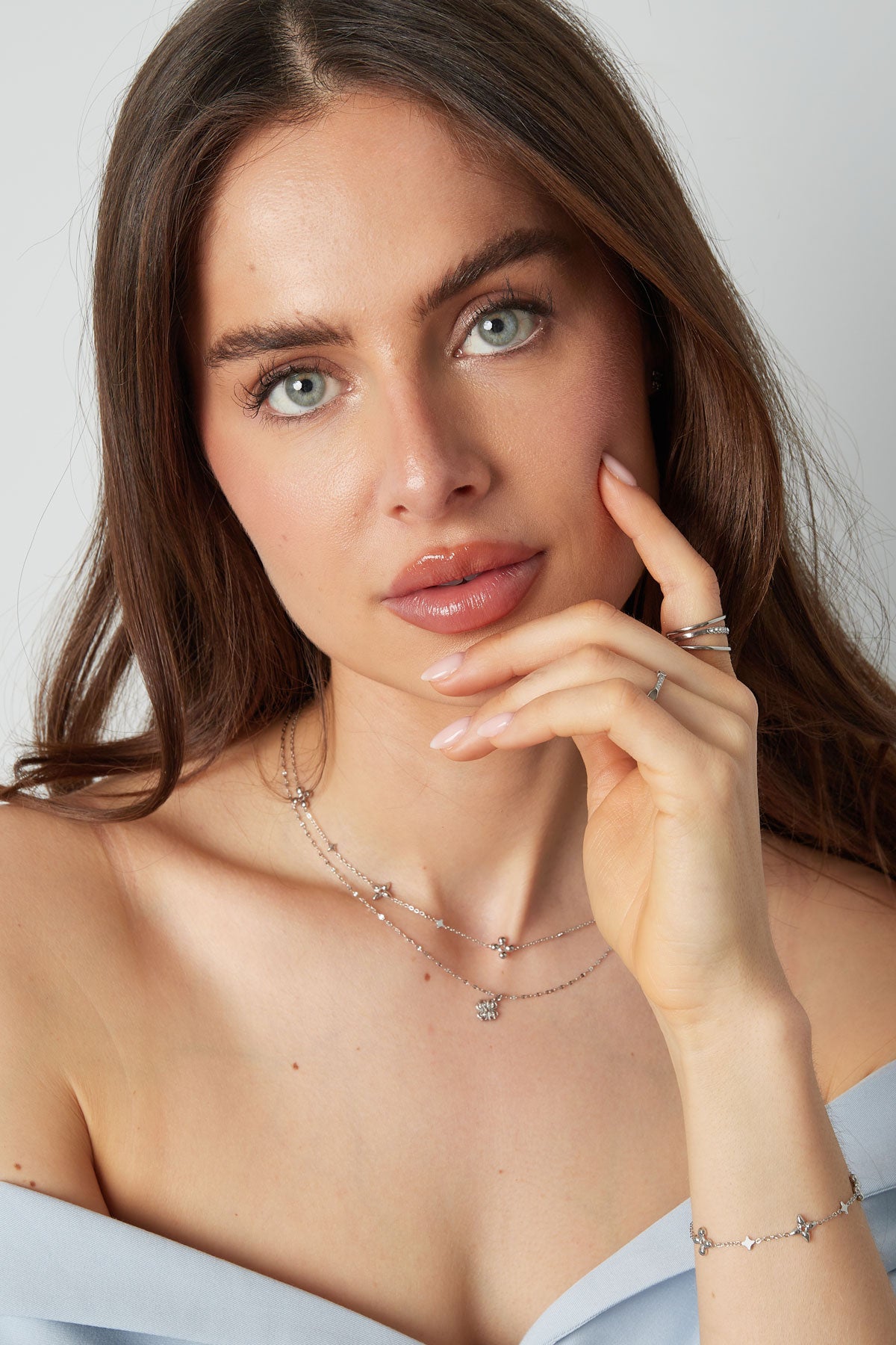 damen halskette blumen party | edelstahl | silberfarbe