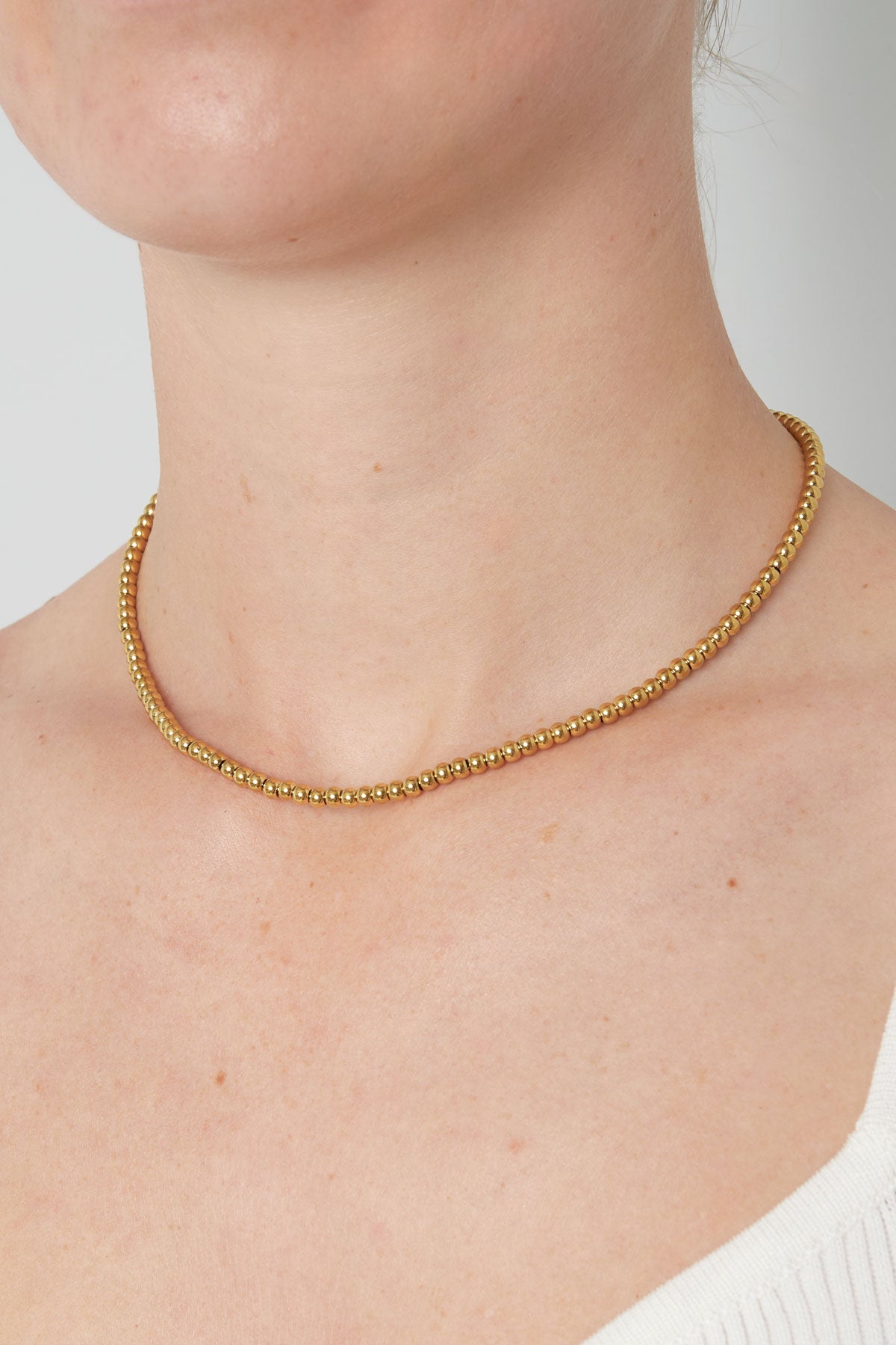 damen perlenkette schlüsselbein 5mm | edelstahl | goldfarbe & silberfarbe