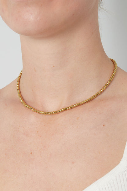 Damen Perlenkette Schlüsselbein 5mm | Edelstahl | Goldfarbe & Silberfarbe
