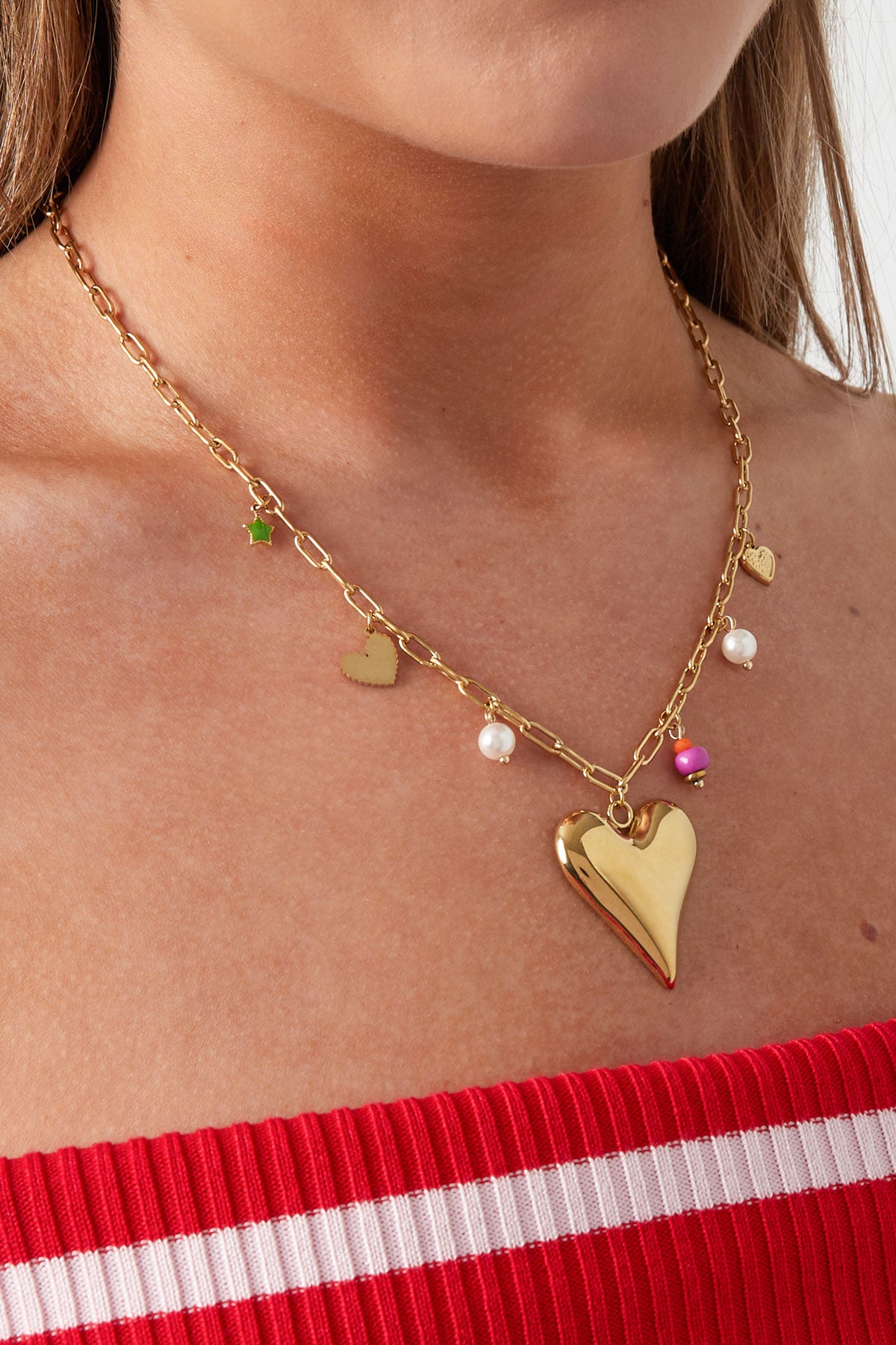 Damen Halskette Love Moment Herz | 304S-Edelstahl | Goldfarbe & Silberfarbe