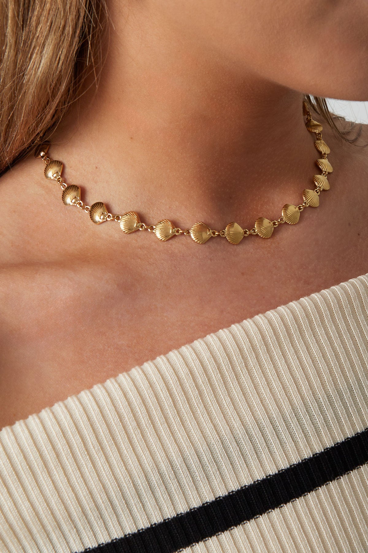 Damen Halskette Muscheltrio | Edelstahl | Silberfarbe