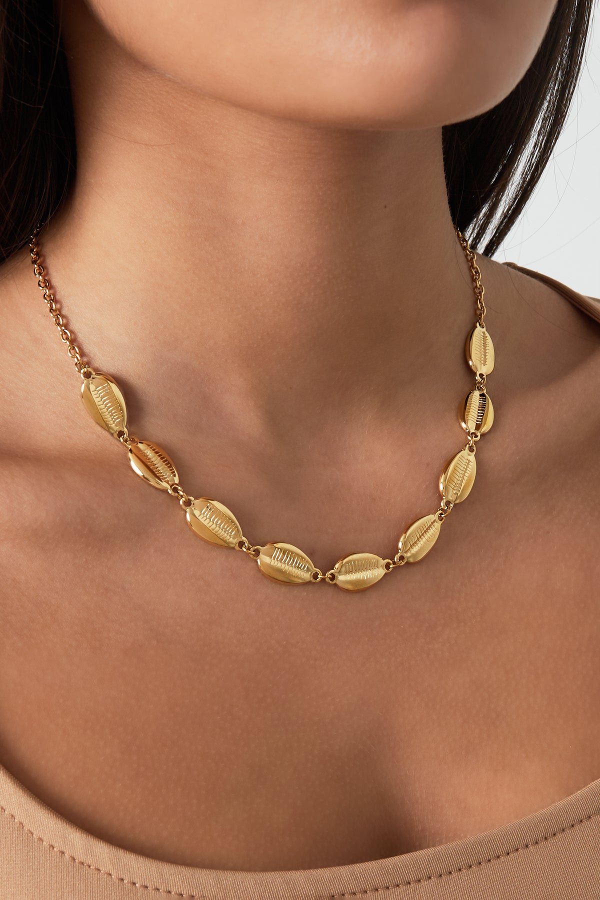 damen halskette muscheln | edelstahl | goldfarbe & silberfarbe