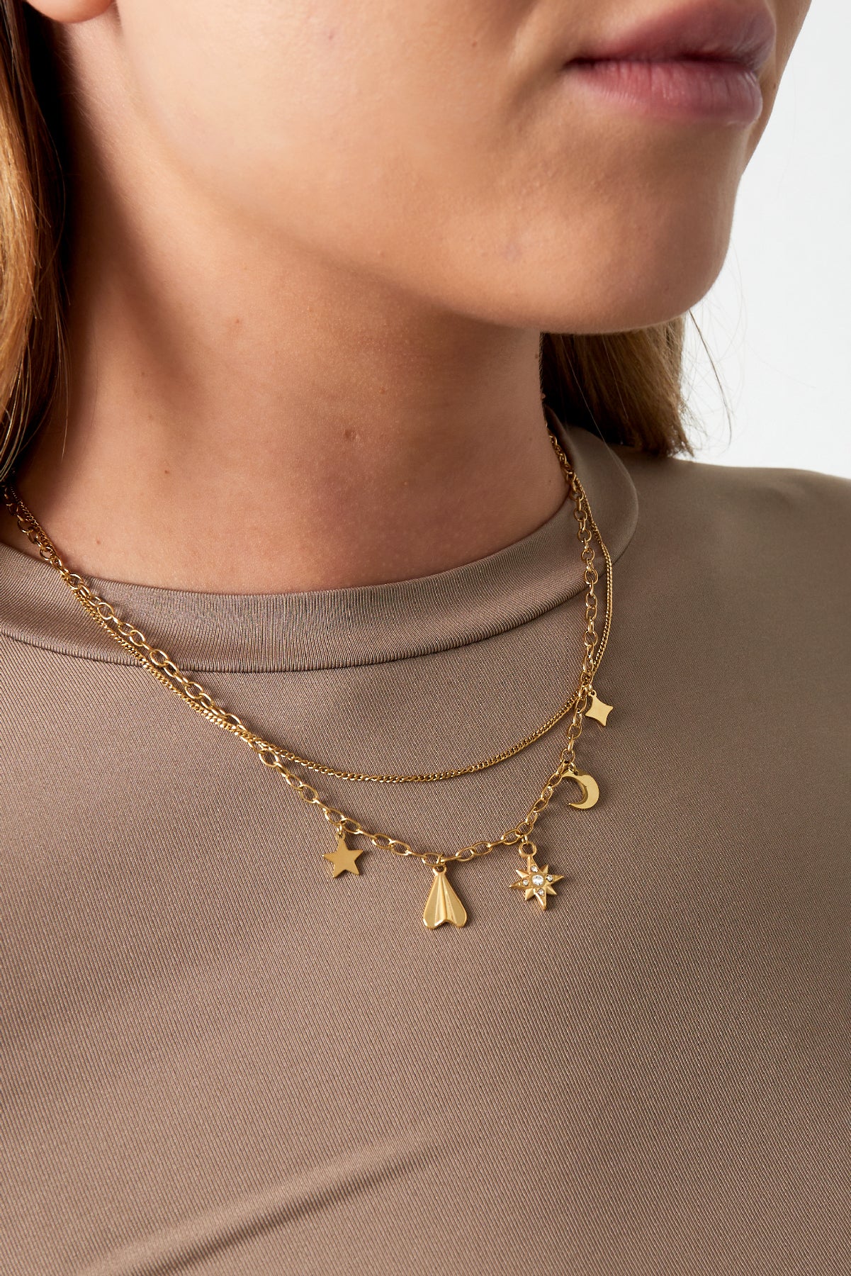 damen halskette sonne strass charm | 304s-edelstahl | goldfarbe & silberfarbe