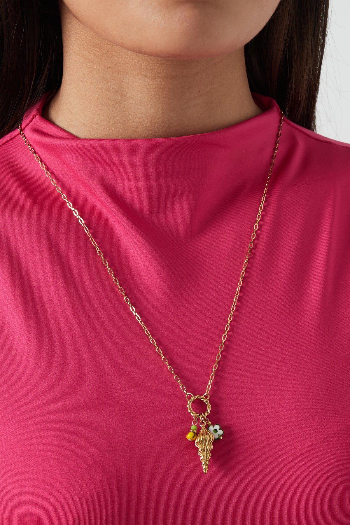Damen Muschelkette Marine Lang | Edelstahl | Goldfarbe