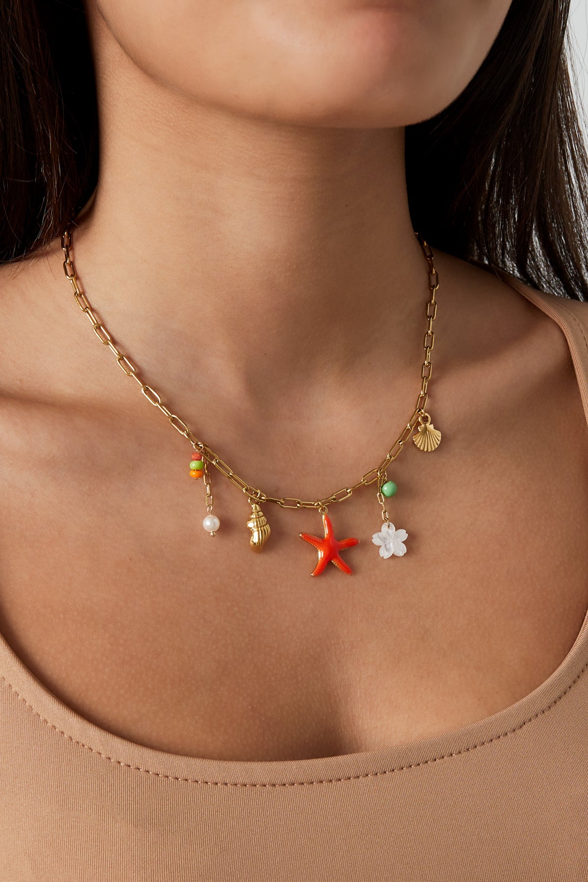 Damen Halskette Sommer Marine | Edelstahl | Goldfarbe