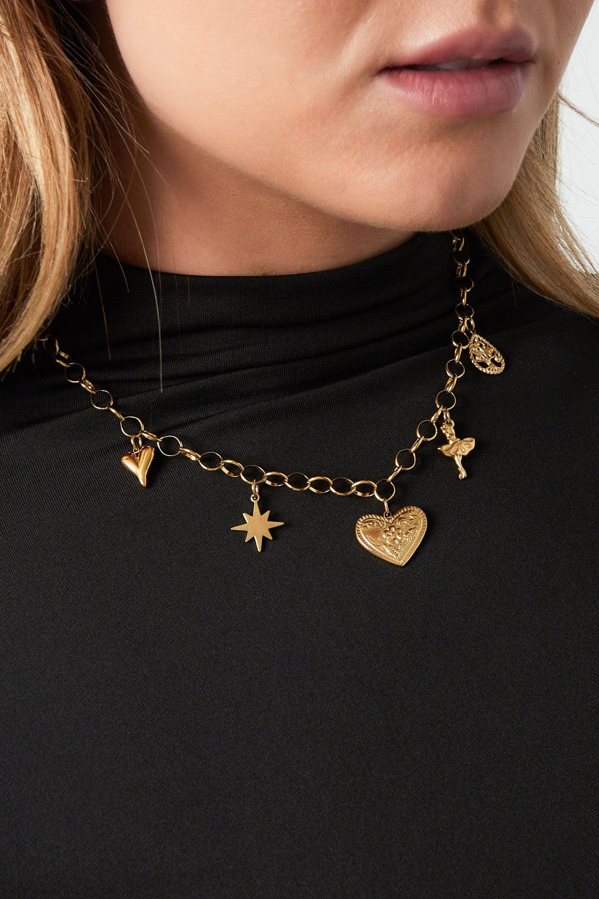 damen halskette herz funkelnd | edelstahl | goldfarbe & silberfarbe