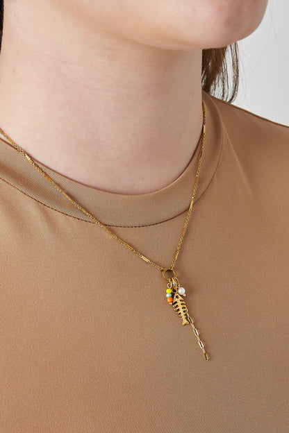 Damen Halskette Fisch Tier | 304-Edelstahl | Goldfarbe