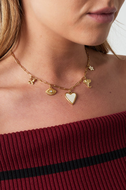 Damen Halskette Herz Anhänger Kurz | Edelstahl | Goldfarbe & Silberfarbe