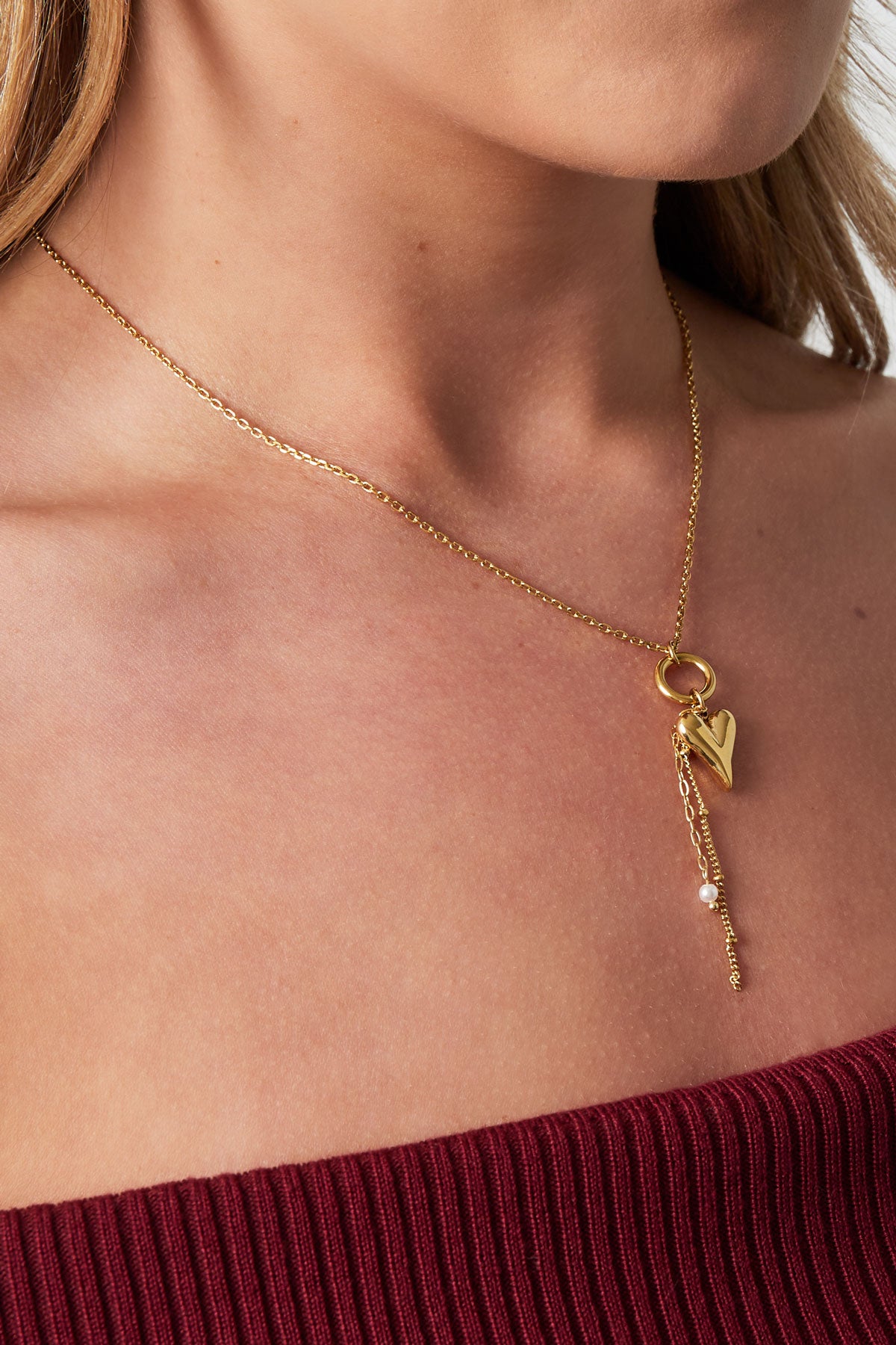 Damen Halskette Herz Lässig | Edelstahl | Goldfarbe & Silberfarbe