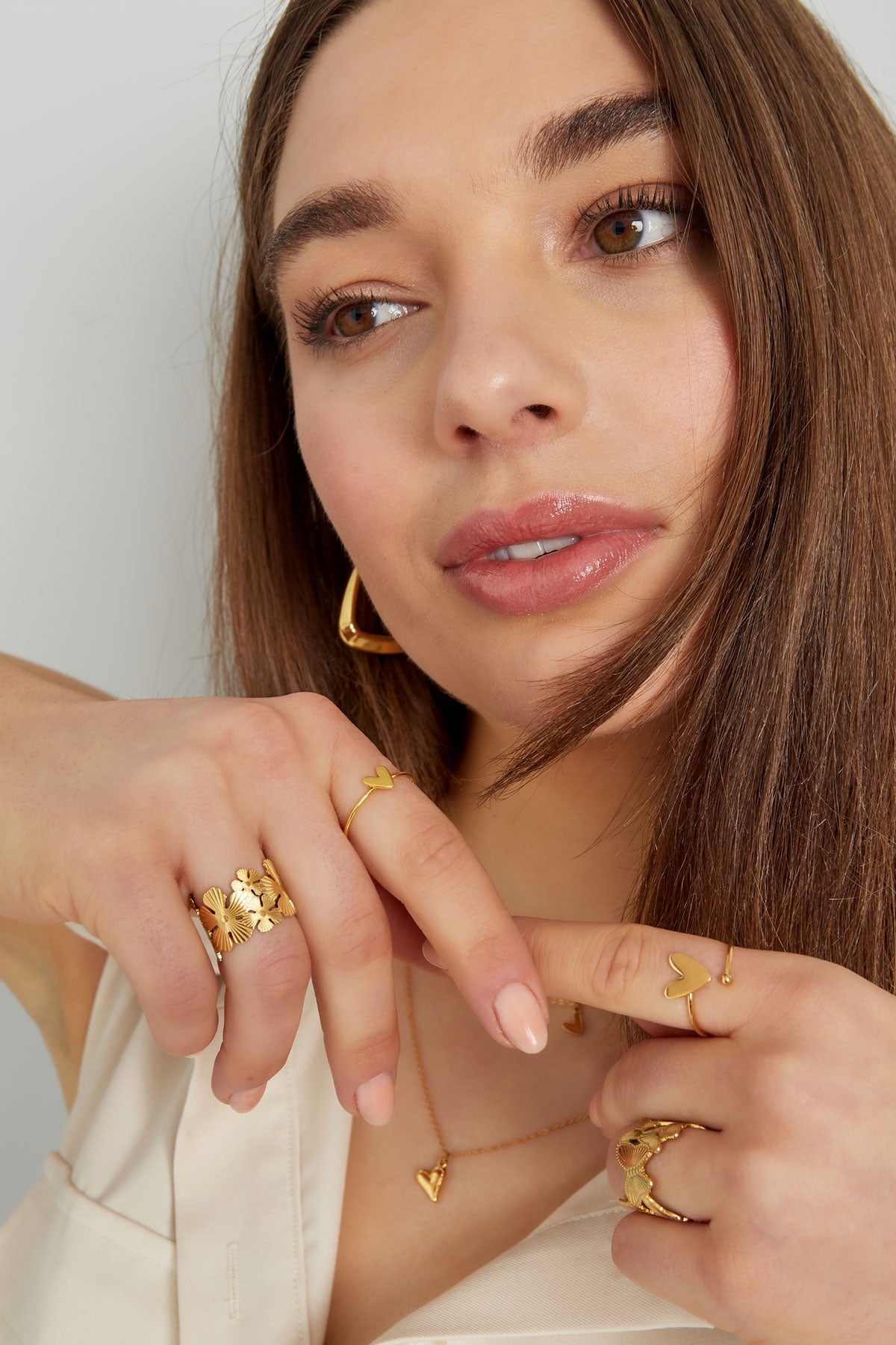 Damen Ring Liebe Schlicht | Edelstahl | Goldfarbe