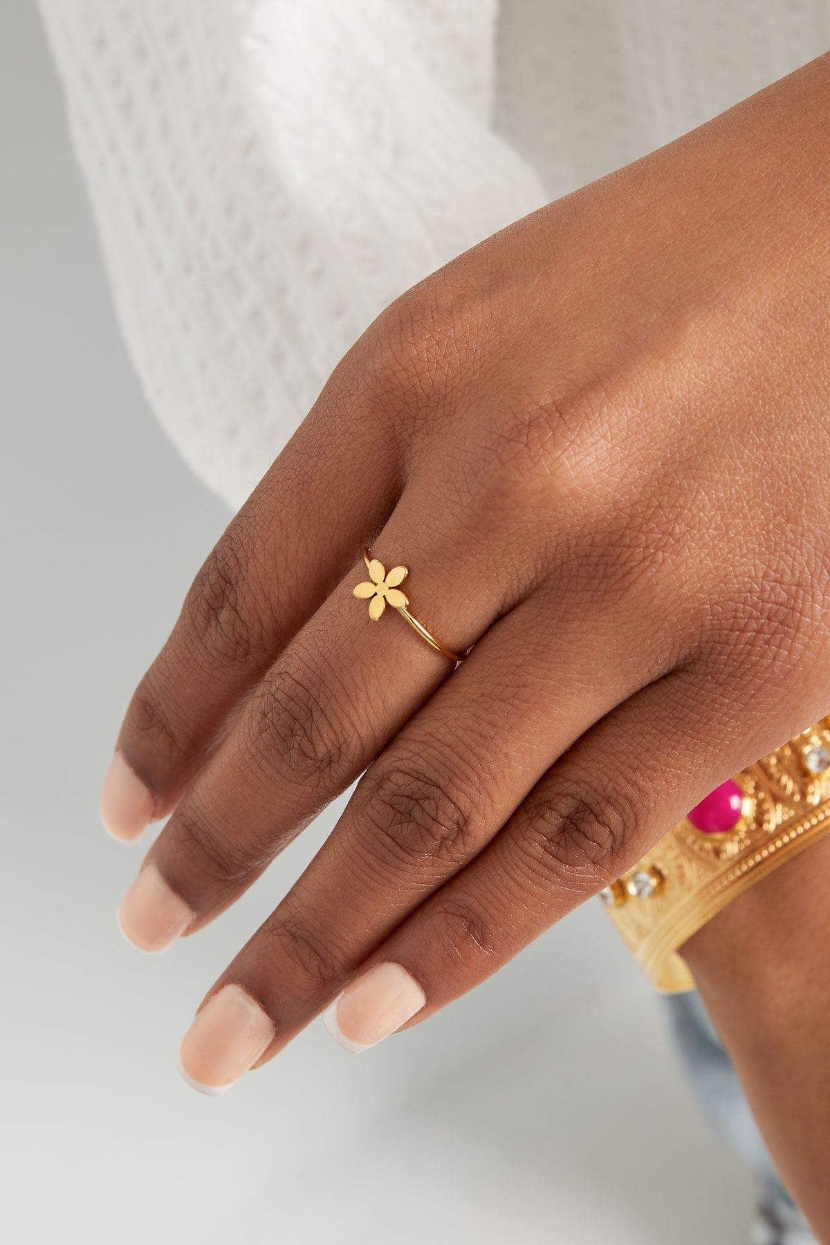 damen ring blume | edelstahl | goldfarbe