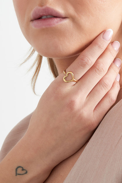 Damen Ring Herz Verkehrt | Edelstahl | Goldfarbe & Silberfarbe
