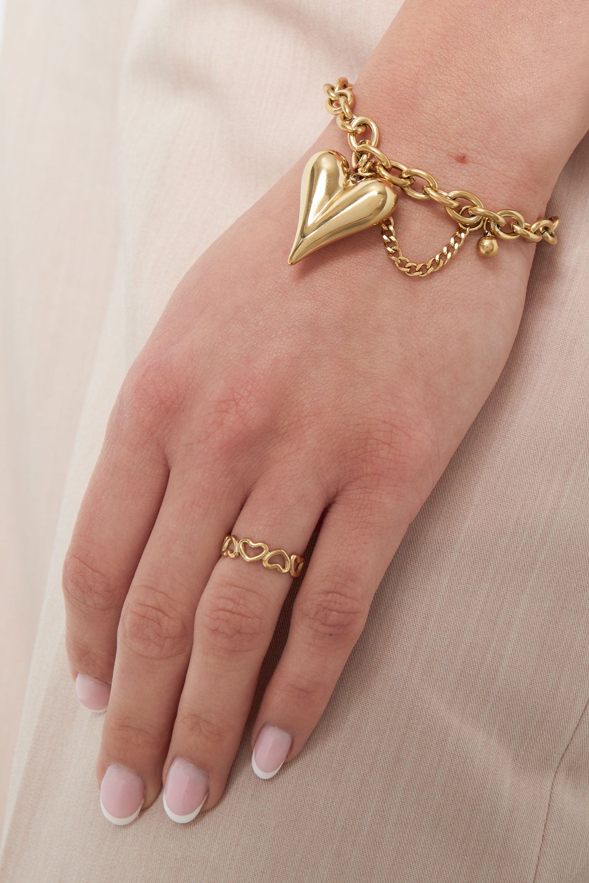 damen ring herzform vergoldet | edelstahl | goldfarbe & silberfarbe