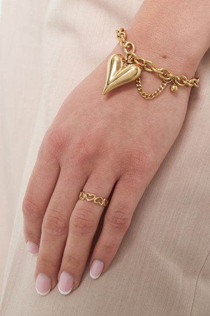 Damen Ring Herzform Vergoldet | Edelstahl | Goldfarbe & Silberfarbe